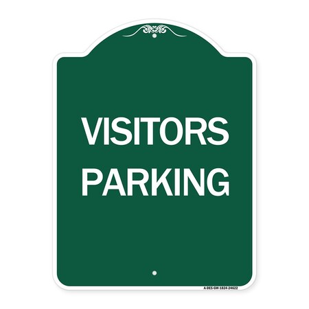 Signmission Parking Lot Sign Visitors Parking, Green & White Aluminum Sign, 18" x 24", GW-1824-24622 A-DES-GW-1824-24622